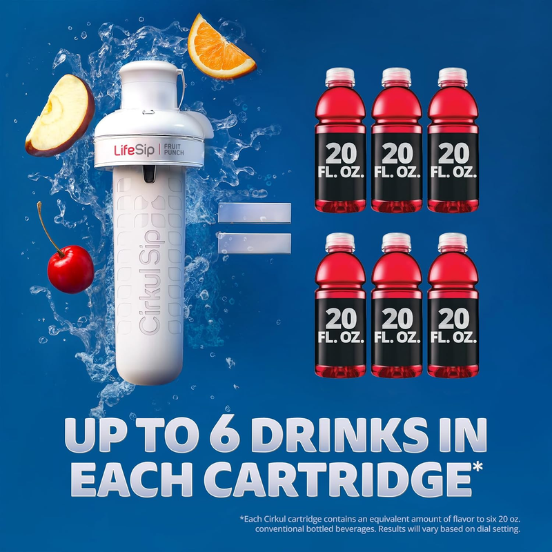 Zero-Calorie FitSip 6-Pack Variety Pack HE3H - Sugar-Free Fruit Flavor Cartridge Refill Detail